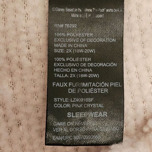 Disney "Keep Cozy" Winnie The Pooh & Piglet Sleepwear Top Comfort Pink Fleece 2X - Picture 7 of 13